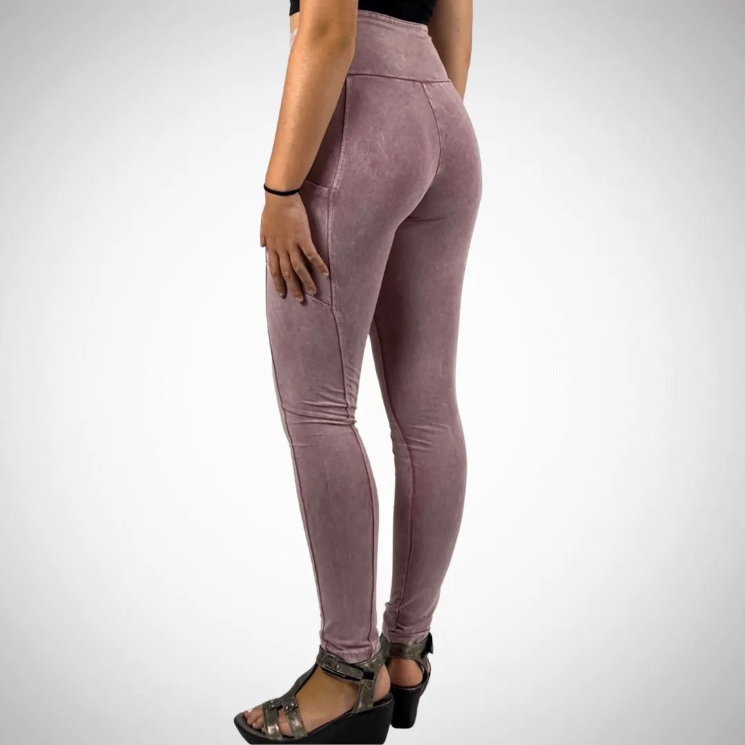 A Perfect Fit Mineral Washed Pocket Leggings Made in USA