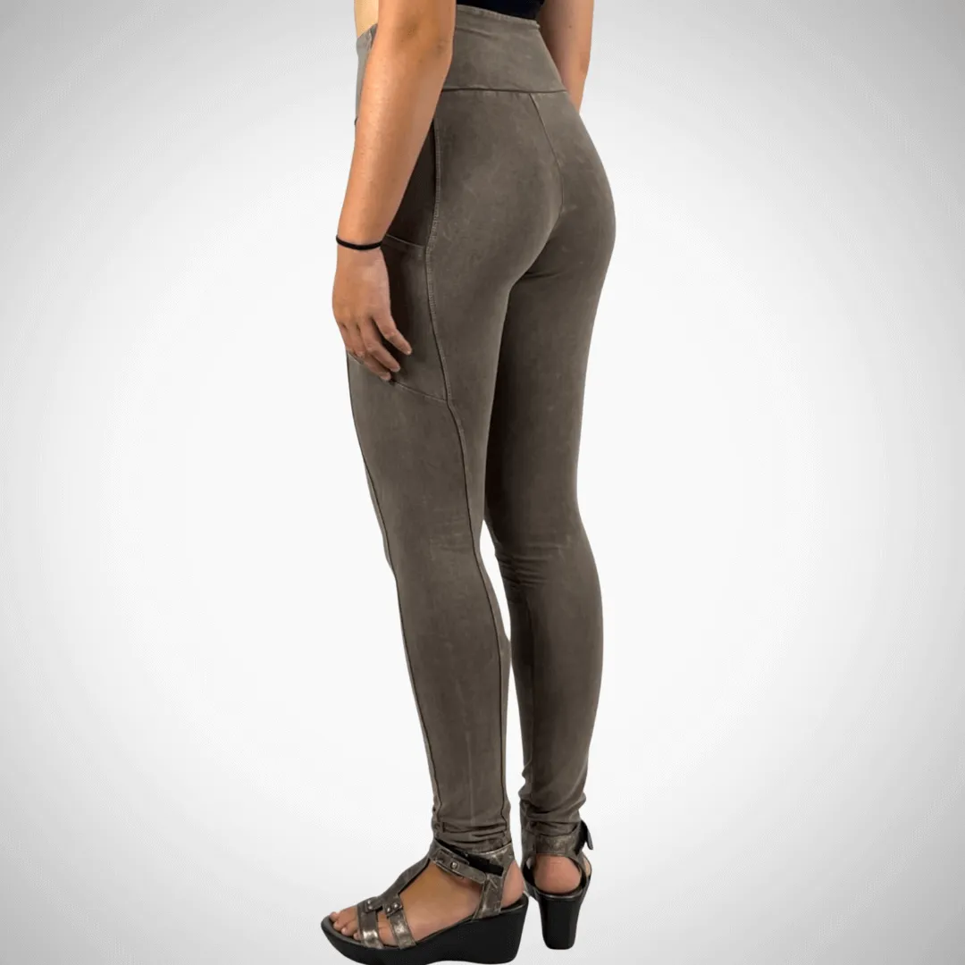 A Perfect Fit Mineral Washed Pocket Leggings Made in USA