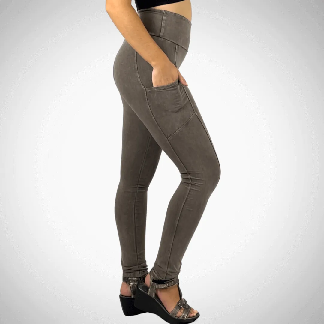 A Perfect Fit Mineral Washed Pocket Leggings Made in USA