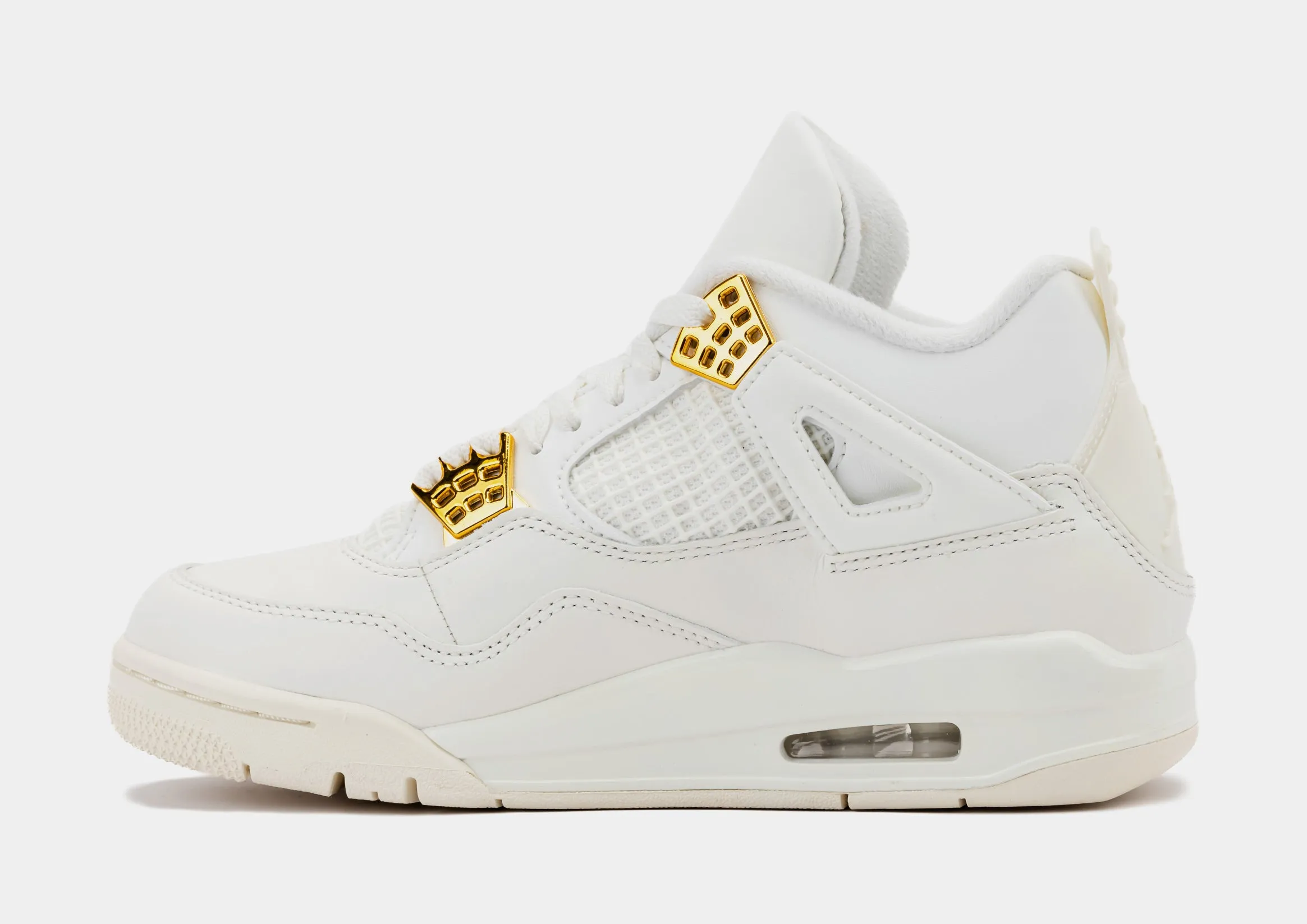 Air Jordan 4 Retro White and Gold Womens Lifestyle Shoes (Sail/Metallic Gold/Black) Limit One Per Customer