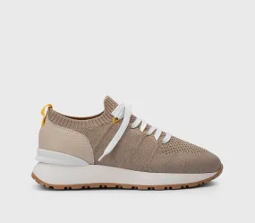 Beige sneaker in technical fabric and leather