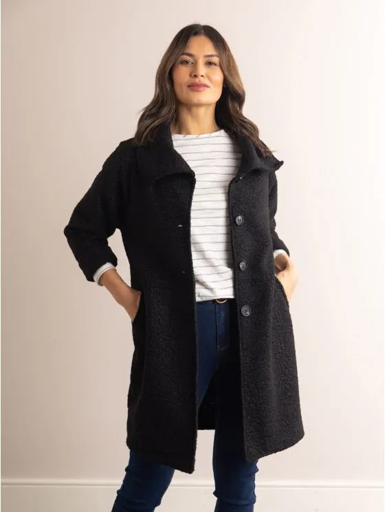 Betty Boucle Coat in Black