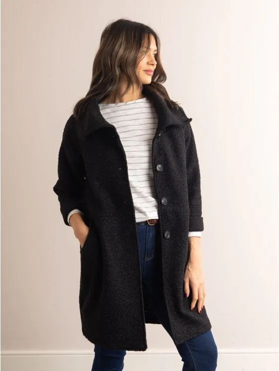 Betty Boucle Coat in Black