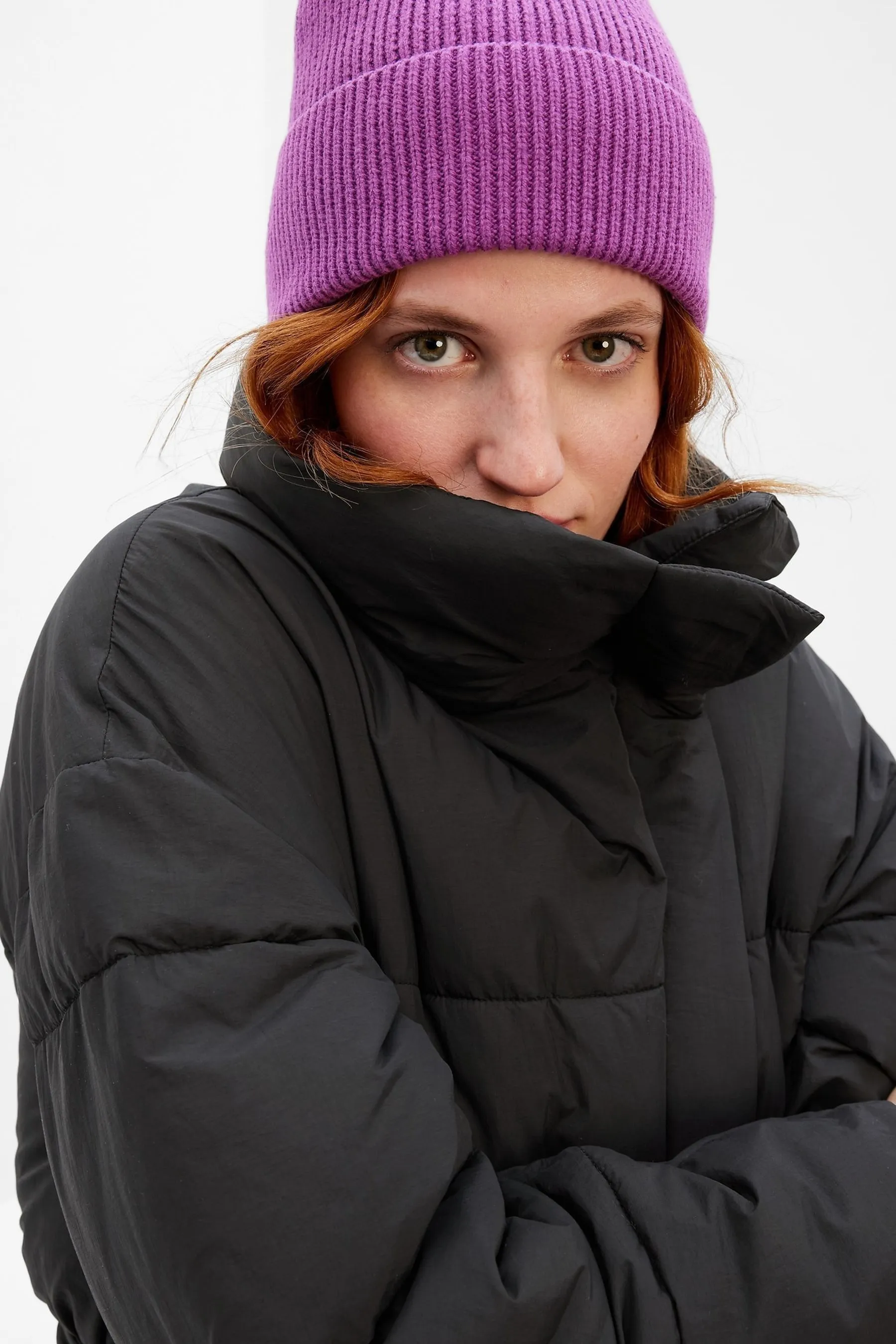 Black Duvet Wrap Puffer Coat