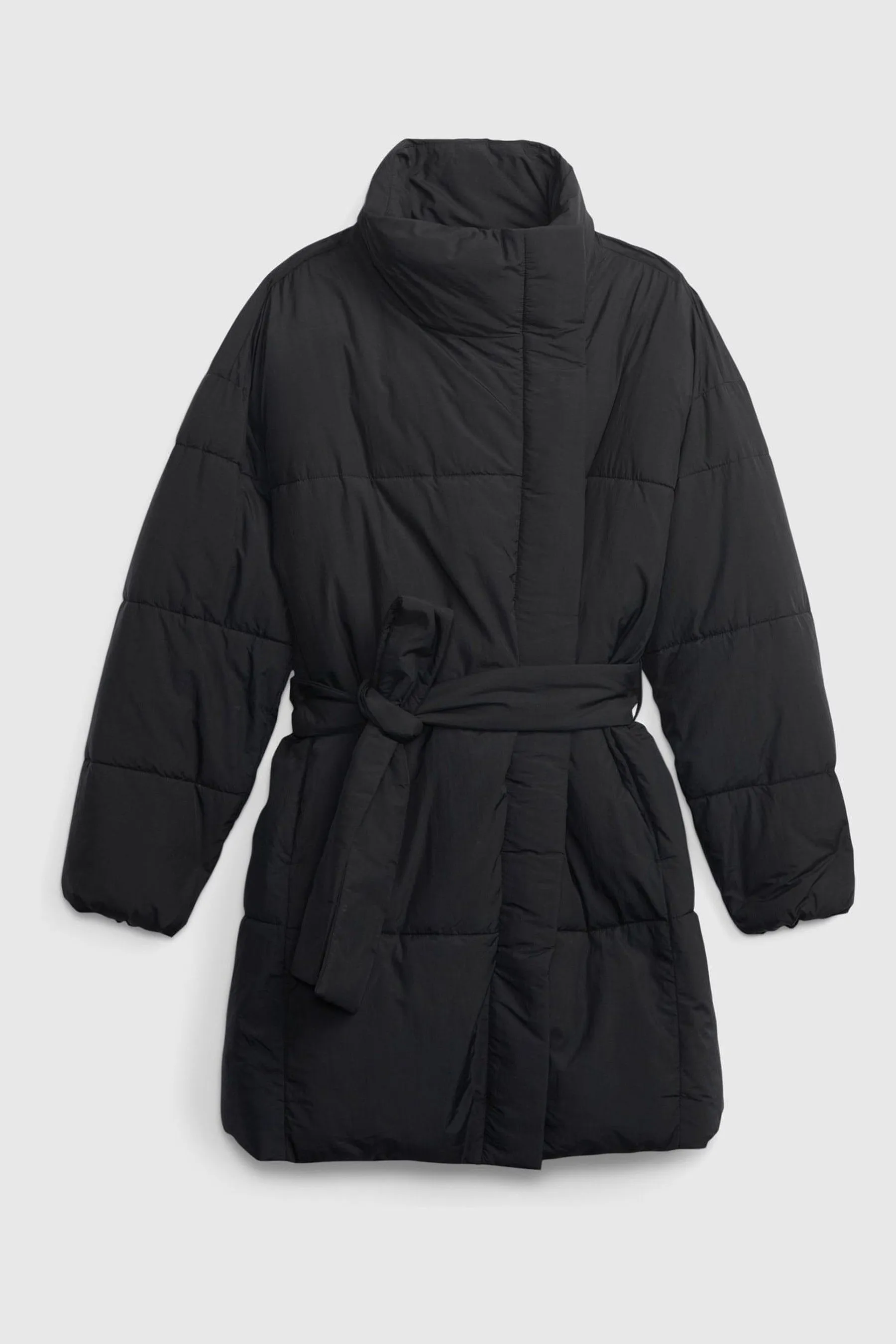 Black Duvet Wrap Puffer Coat