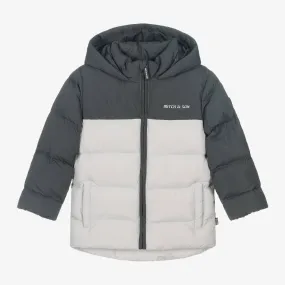 Boys Grey Colourblock Puffer Coat