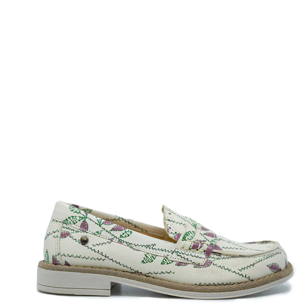 Confetti Beige Leaves Penny Loafer