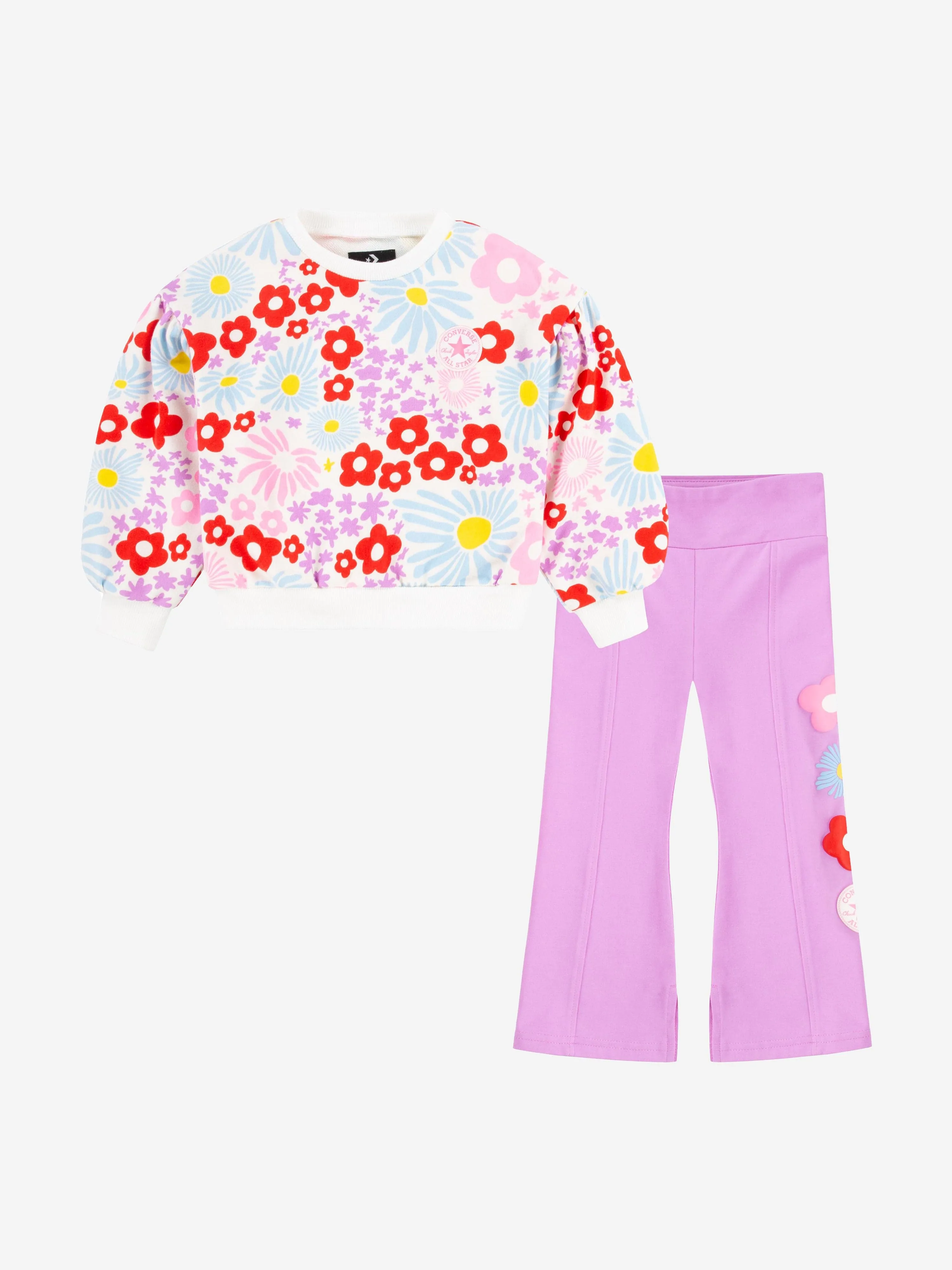 Converse Girls Printed Sweatshirt And Leggings Set in Multicolour