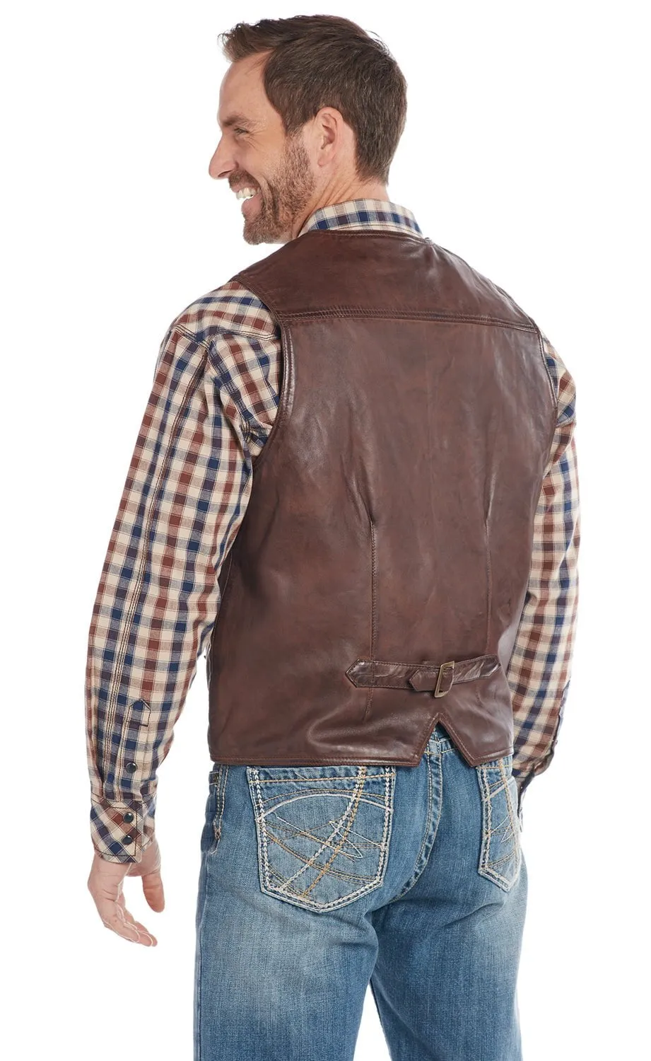 Cripple Creek Mens Antique Brown Leather Lamb Nappa Vest