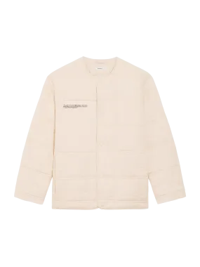 Flower-Warmth Quilted Collarless Jacket—sand