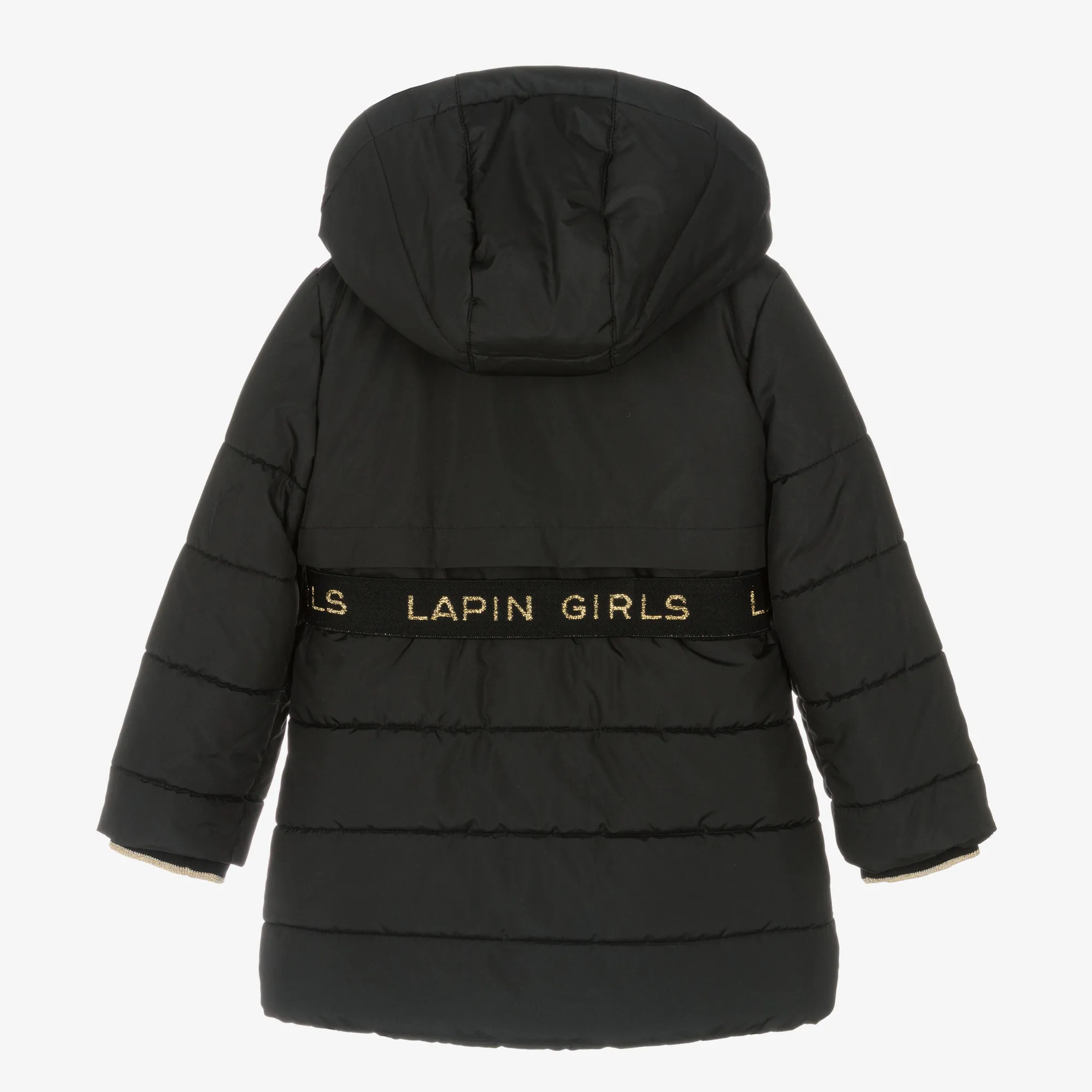 Girls Black Hooded Puffer Coat