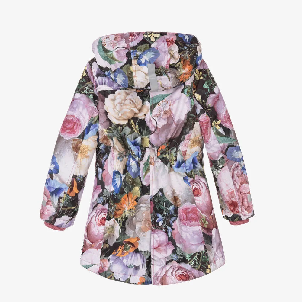 Girls Floral Longline Ski Coat