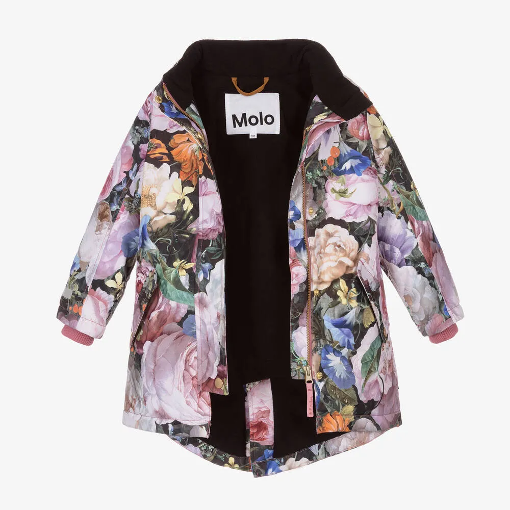 Girls Floral Longline Ski Coat