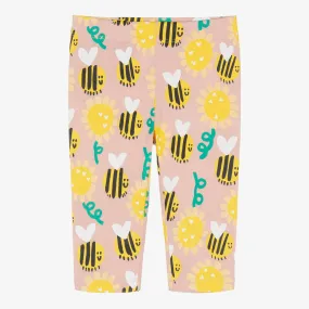 Girls Pink Organic Cotton Bee Leggings