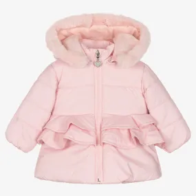 Girls Pink Peplum Puffer Coat