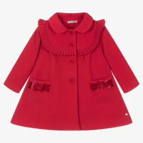 Girls Red Traditional Pleated Coat