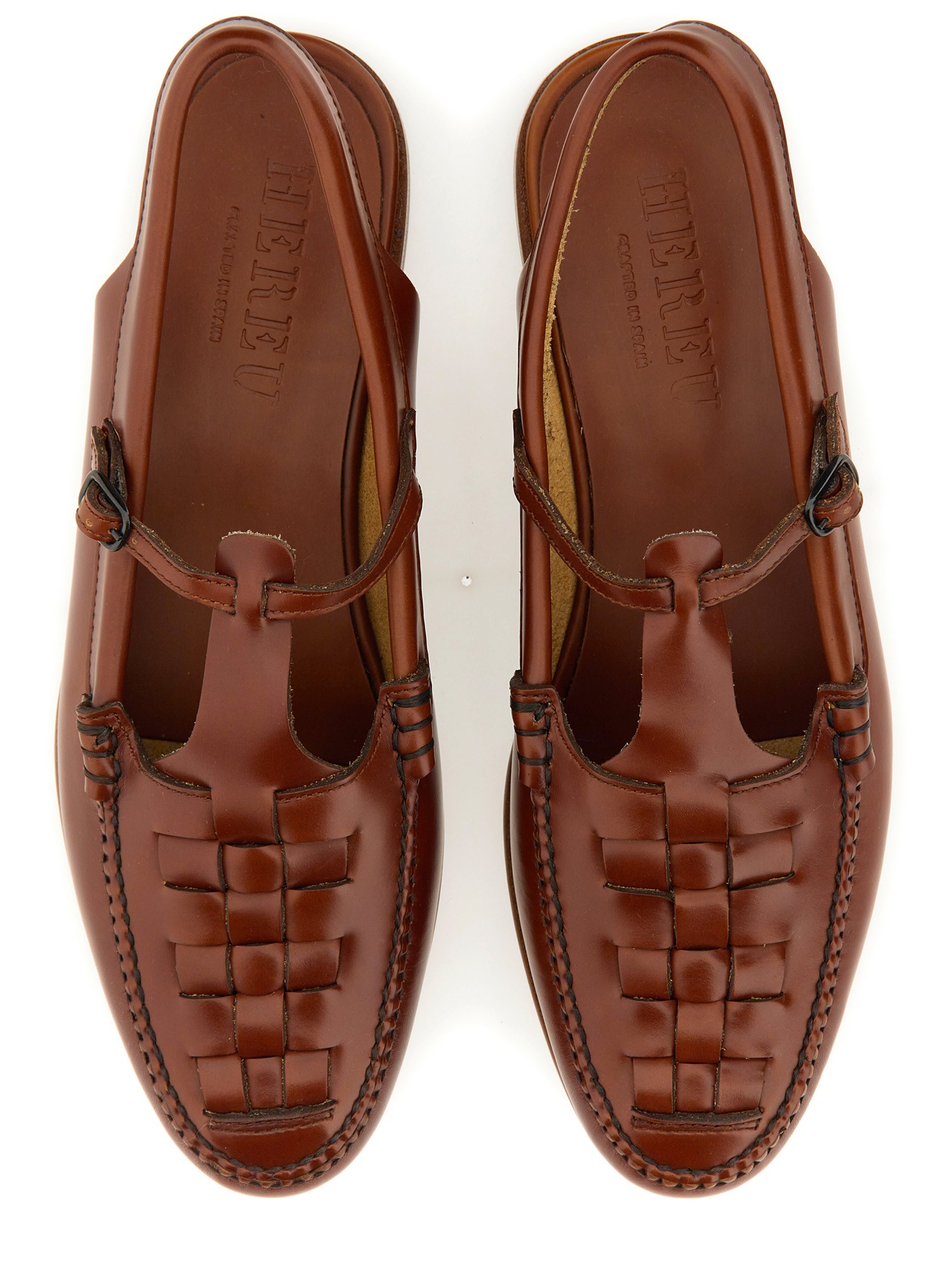 HEREU    LEATHER ROQUETA T-BAR SLIGBACK LOAFER