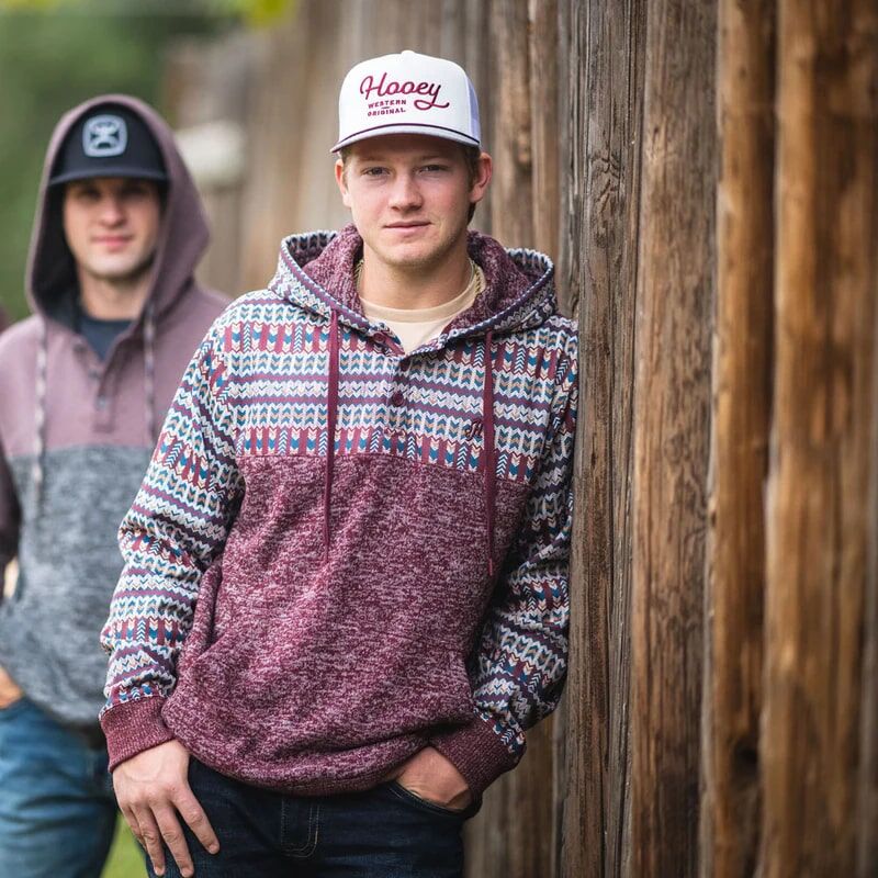 Hooey Men's Jimmy Aztec Hoody in Maroon