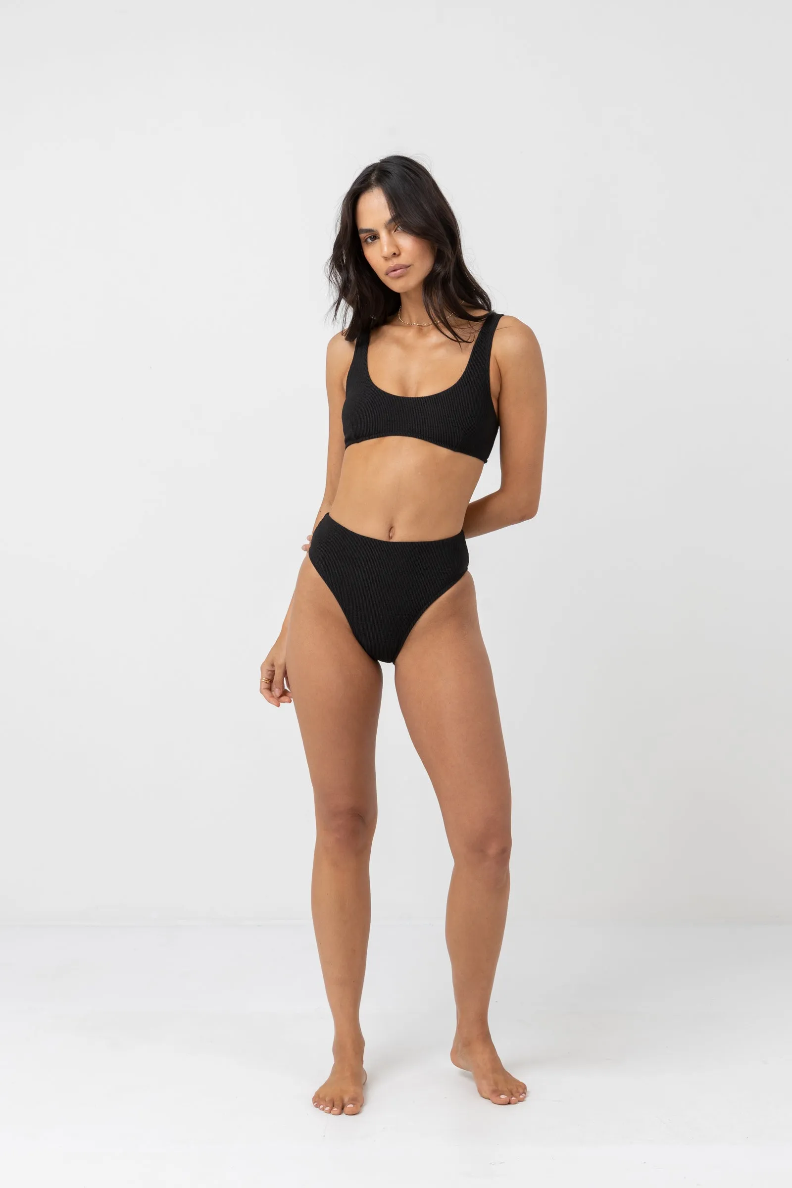 Isla Rib Eco Hi Waist Pant Black