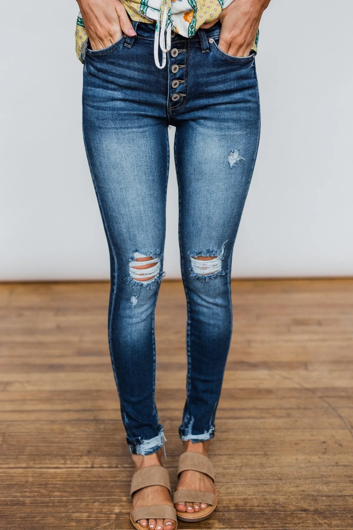 KanCan Button Fly Jeans- Melanie Wash