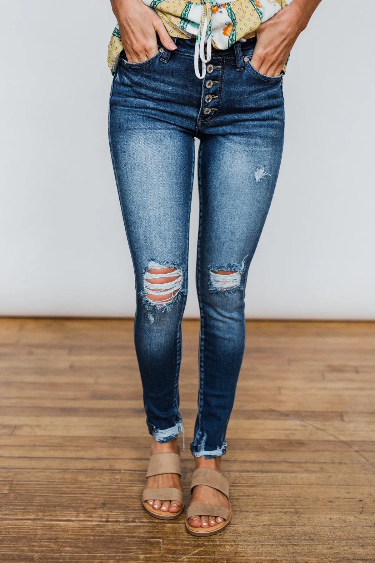 KanCan Button Fly Jeans- Melanie Wash