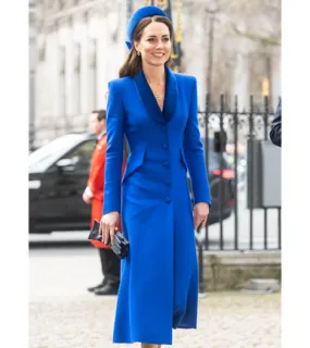 Kate Midleton Blue Trench Wool Coat 2022