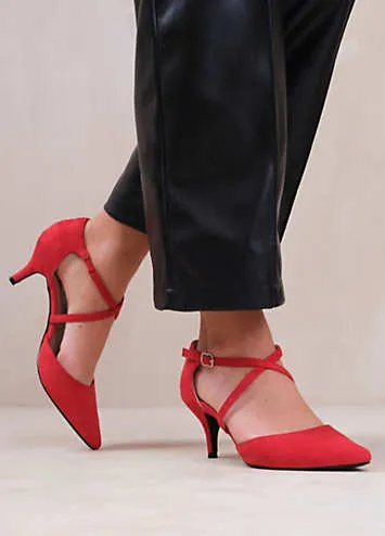 Kennedi Red Suede Court Shoes by Where’s That From | Look Again