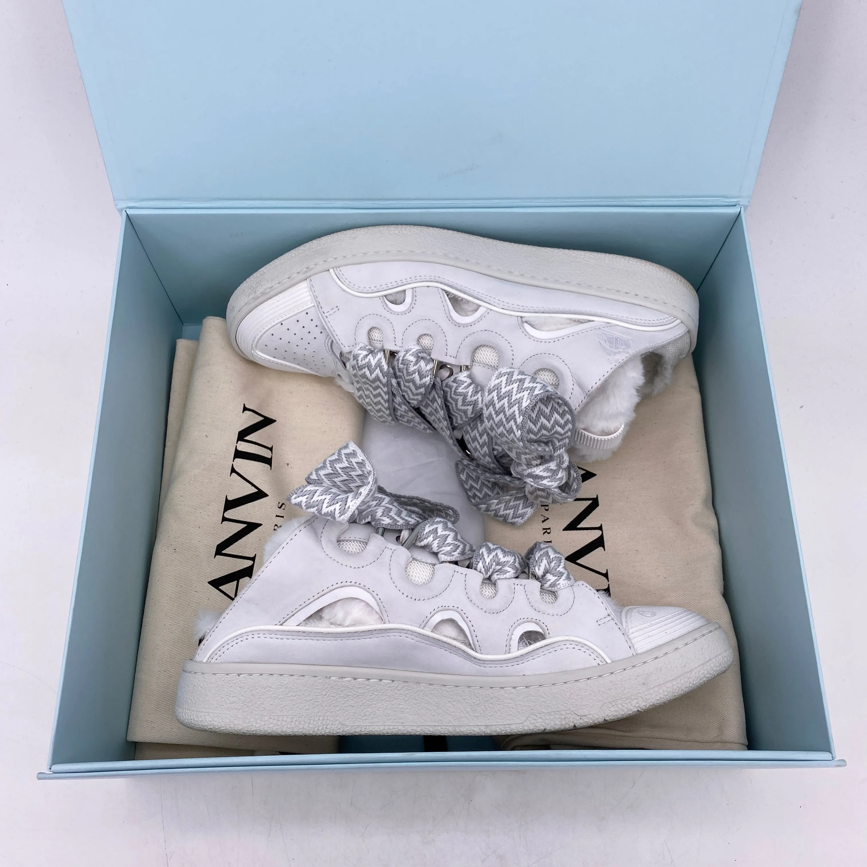 Lanvin Curb Sneaker Mule White  Used Size 44