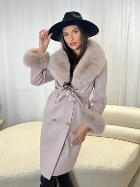 Latte Luxury Fur Cashmere Coat