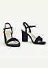 Linzi Skyline Navy Faux Suede Open Back Barely There Block Heeled Sandals