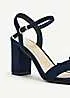 Linzi Skyline Navy Faux Suede Open Back Barely There Block Heeled Sandals