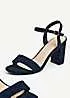 Linzi Skyline Navy Faux Suede Open Back Barely There Block Heeled Sandals