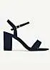 Linzi Skyline Navy Faux Suede Open Back Barely There Block Heeled Sandals