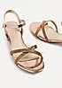 Linzi Vanity Rose Gold Crossover Diamante Strap Low Block Heeled Sandals