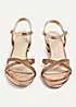 Linzi Vanity Rose Gold Crossover Diamante Strap Low Block Heeled Sandals