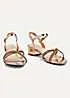 Linzi Vanity Rose Gold Crossover Diamante Strap Low Block Heeled Sandals