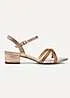 Linzi Vanity Rose Gold Crossover Diamante Strap Low Block Heeled Sandals