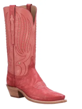 Lucchese N4893.54 Womens Western Goat Camilla Stud Boots Red Salmon