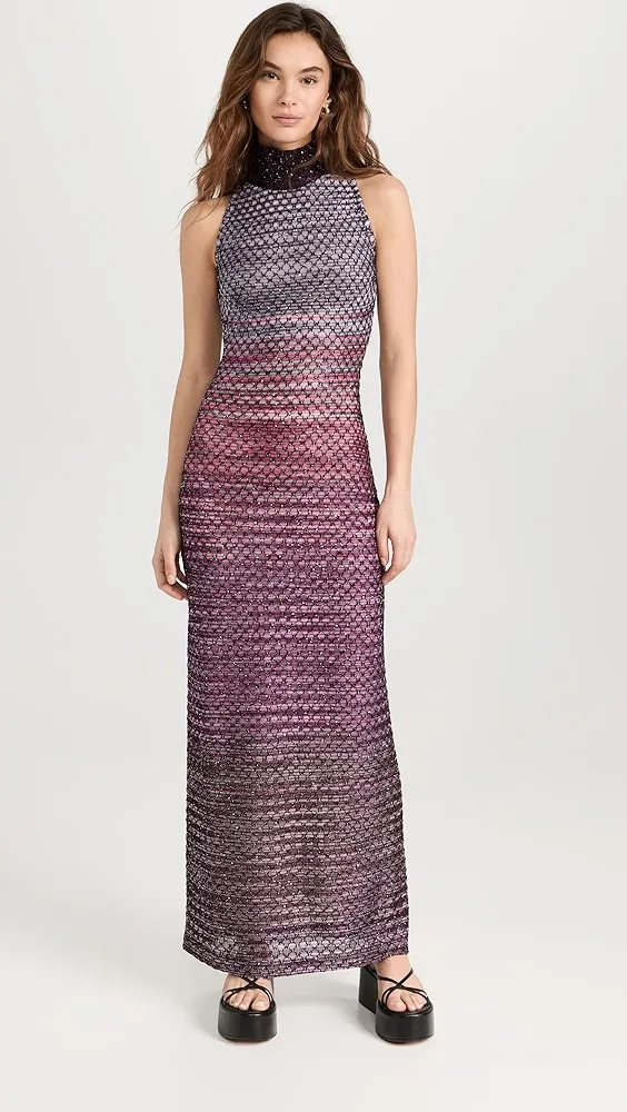 Missoni   Long Multicolor Bordeaux Dress 