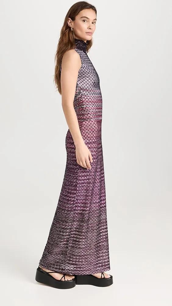 Missoni   Long Multicolor Bordeaux Dress 