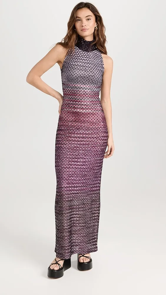 Missoni   Long Multicolor Bordeaux Dress 