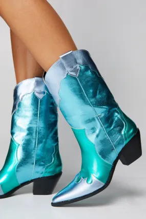 Multicolor Metallic Cowboy Boots