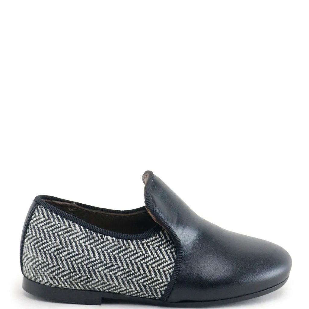 Papanatas Black and White Herringbone Loafer