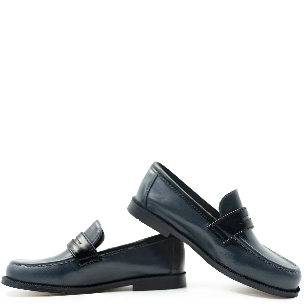 Papanatas Navy and Black Penny Loafer