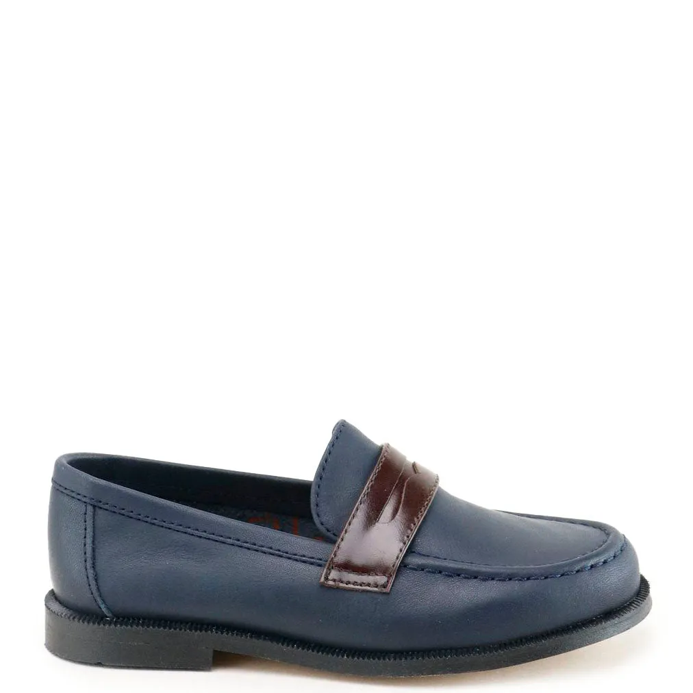 Papanatas Navy and Brown Penny Loafer