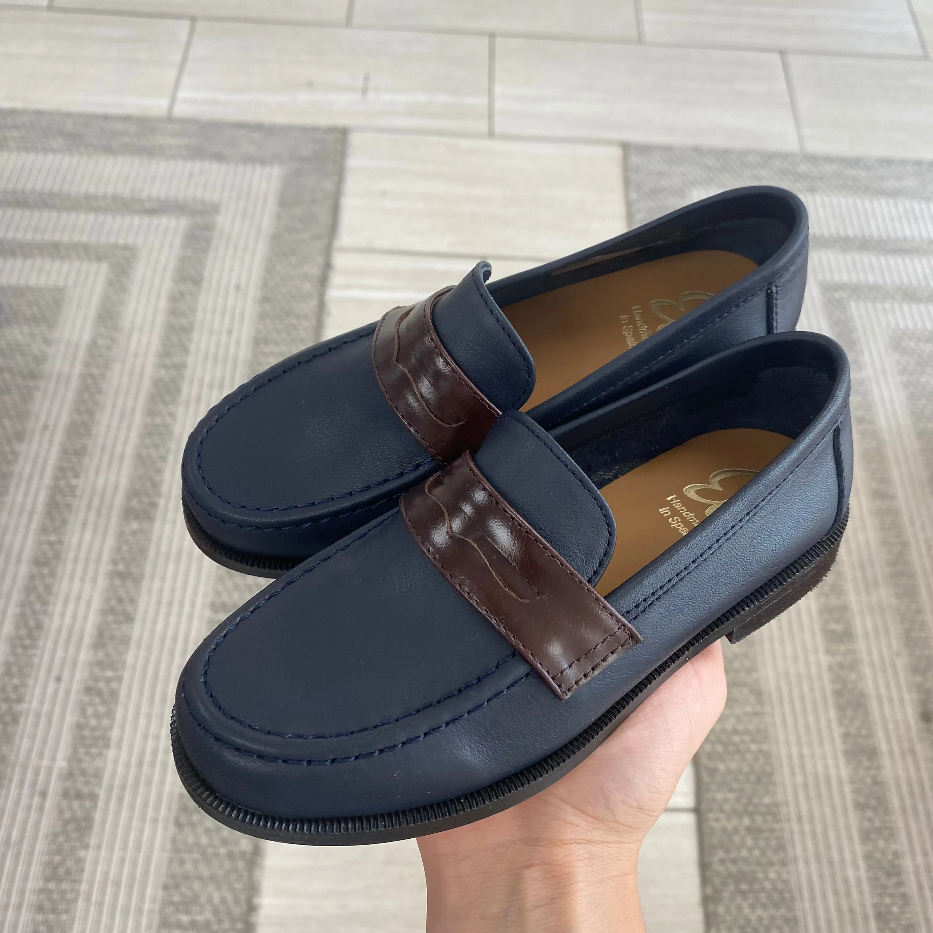 Papanatas Navy and Brown Penny Loafer