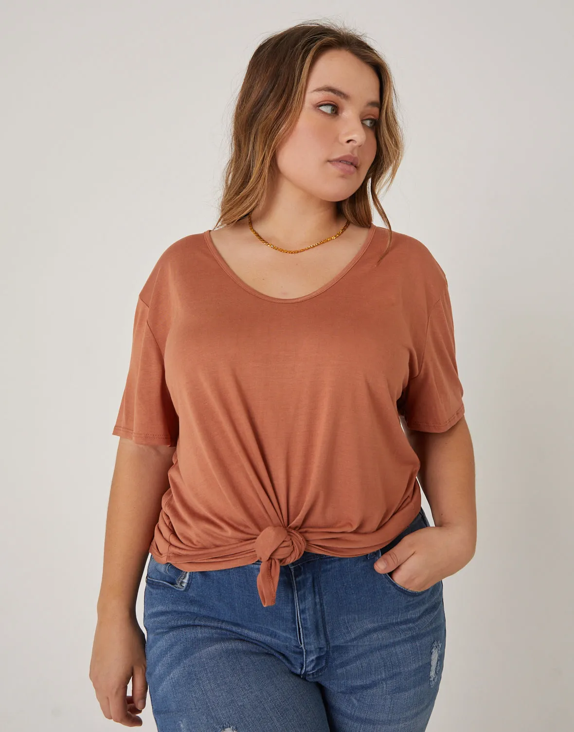 Plus Size Anytime Simple Knot Tee