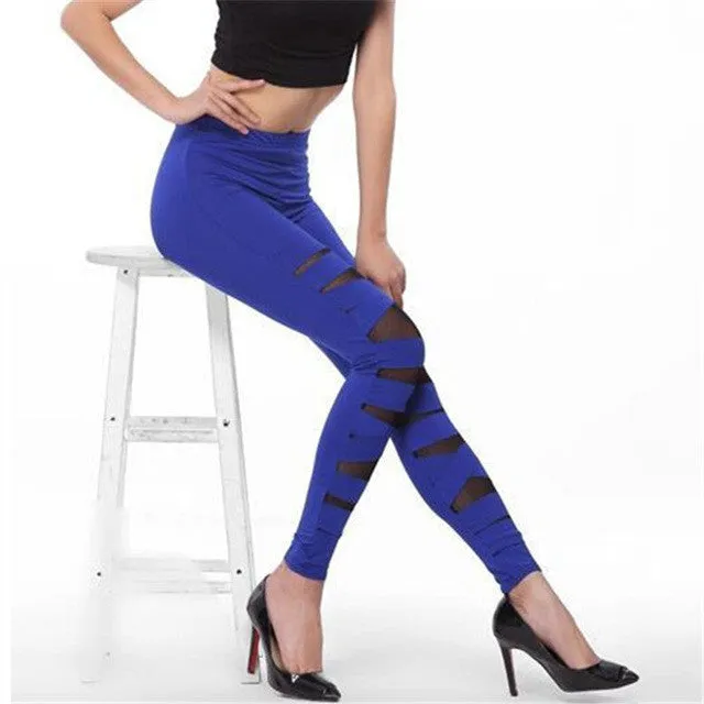 Plus Size Fashion Ankle Leggings Mid Bandage Sexy Thin Legging Net Yarn High Quality 71853 GS