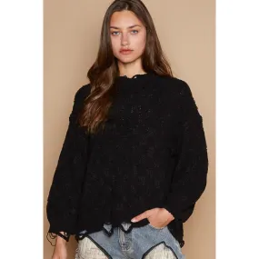 POL Cable Knit Cutout Long Sleeve Sweater