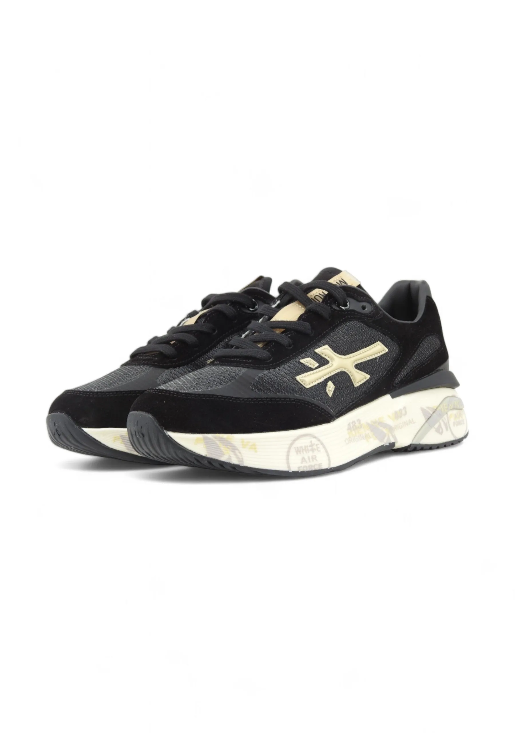 PREMIATA Running Suede Sneaker Donna Black Gold MOERUND-6991